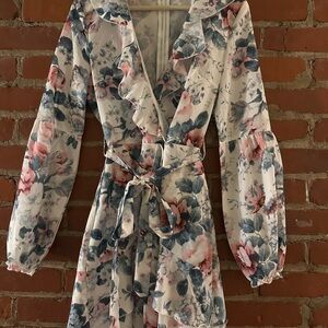Floral Ruffle Wrap Dress